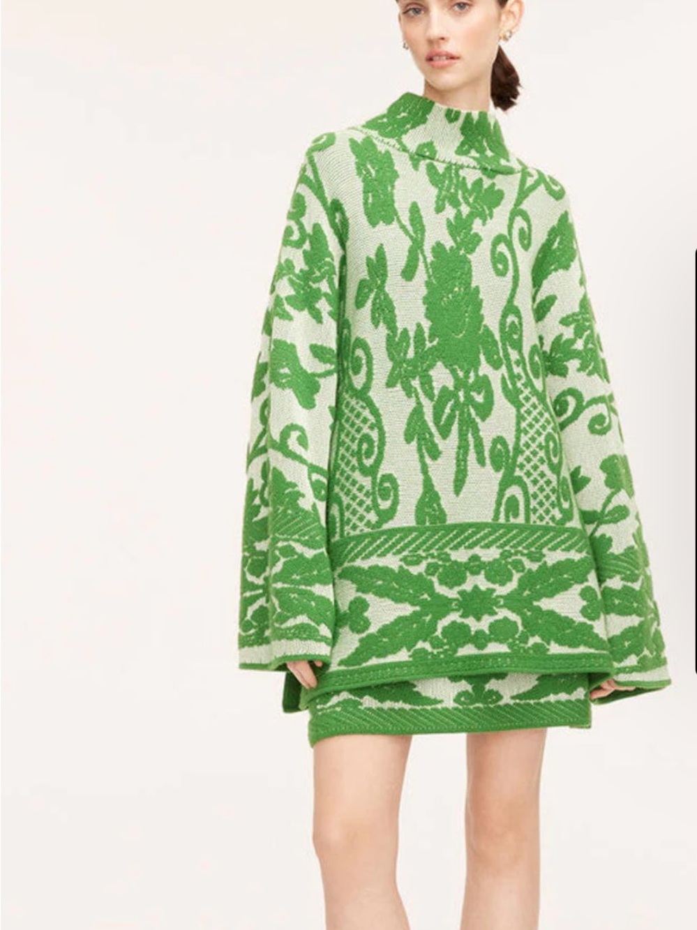 Green Floral Jacquard Knit skirt